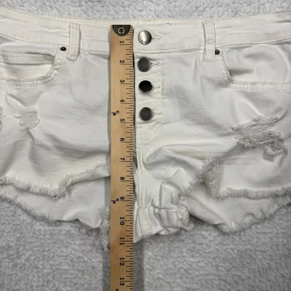 Y2K Billabong Distressed Booty Denim Shorts Button Fly Raw Hem Women's Size 31